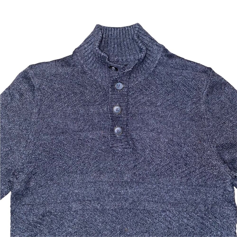 Marc Anthony Pullover 1/4 button knit mock neck sweater grey size small